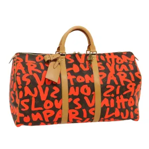 LOUIS VUITTON Monogram Graffiti Keepall 50 Boston Bag Orange M93699 29908S