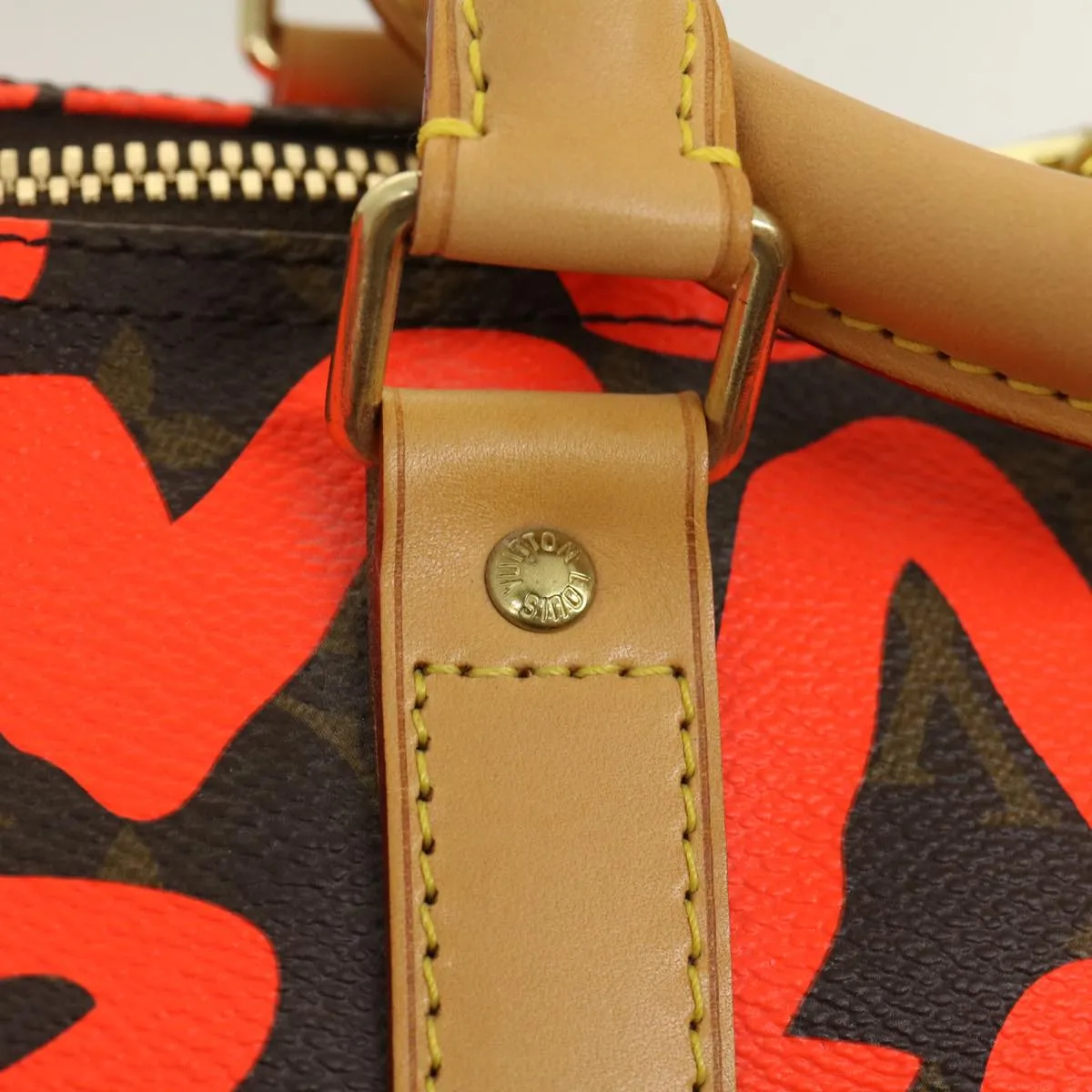 LOUIS VUITTON Monogram Graffiti Keepall 50 Boston Bag Orange M93699 29908S