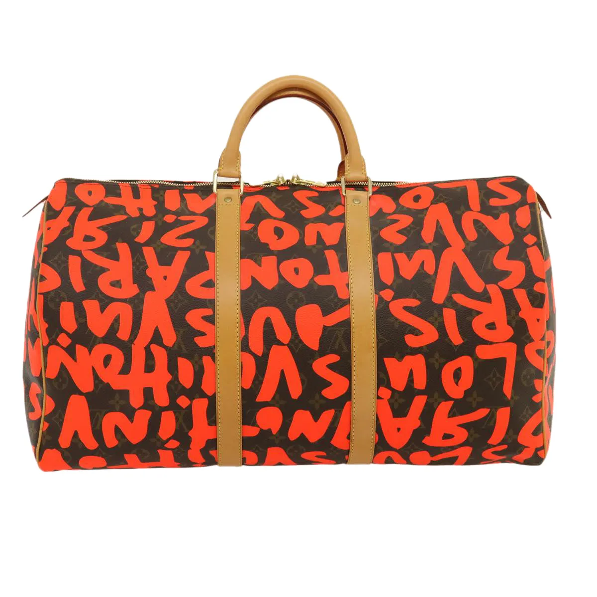 LOUIS VUITTON Monogram Graffiti Keepall 50 Boston Bag Orange M93699 29908S