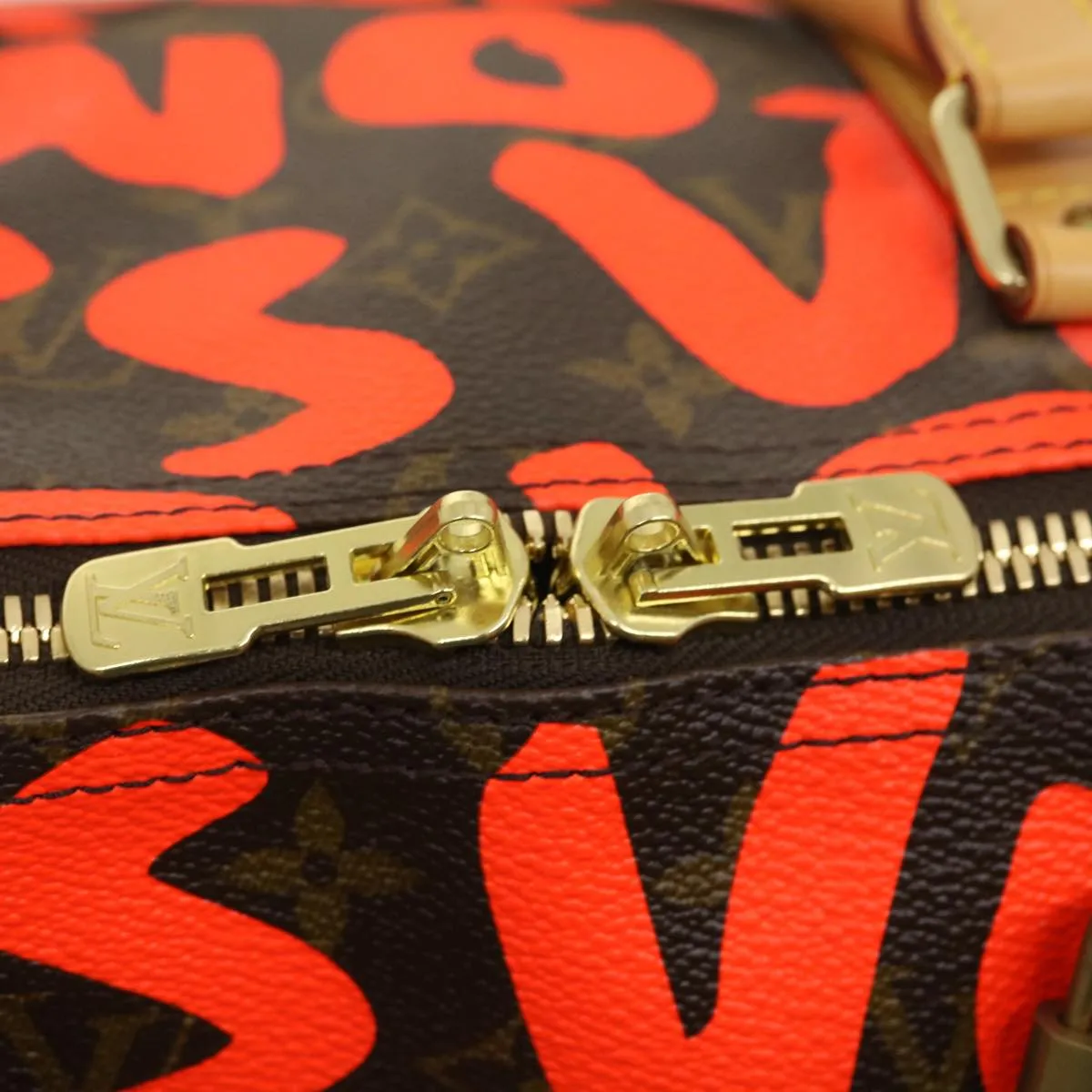 LOUIS VUITTON Monogram Graffiti Keepall 50 Boston Bag Orange M93699 29908S