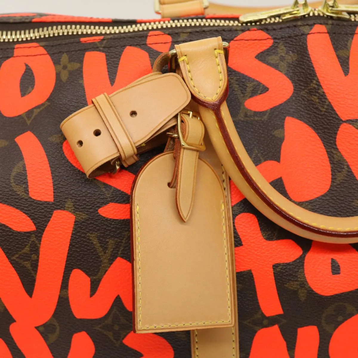 LOUIS VUITTON Monogram Graffiti Keepall 50 Boston Bag Orange M93699 29908S