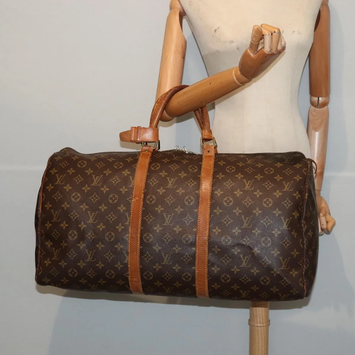 LOUIS VUITTON Monogram Keepall 55 Boston Bag M41424 LV 83918