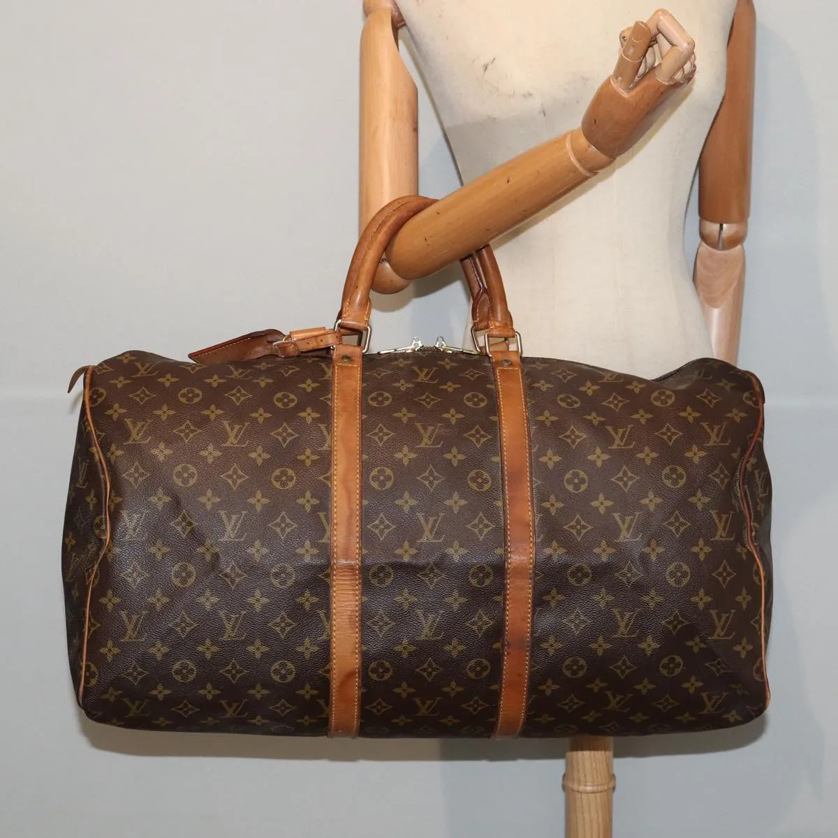 LOUIS VUITTON Monogram Keepall 55 Boston Bag M41424 LV 84608
