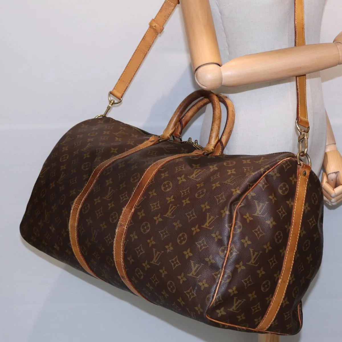 LOUIS VUITTON Monogram Keepall Bandouliere 55 Boston Bag M41414 LV 85279