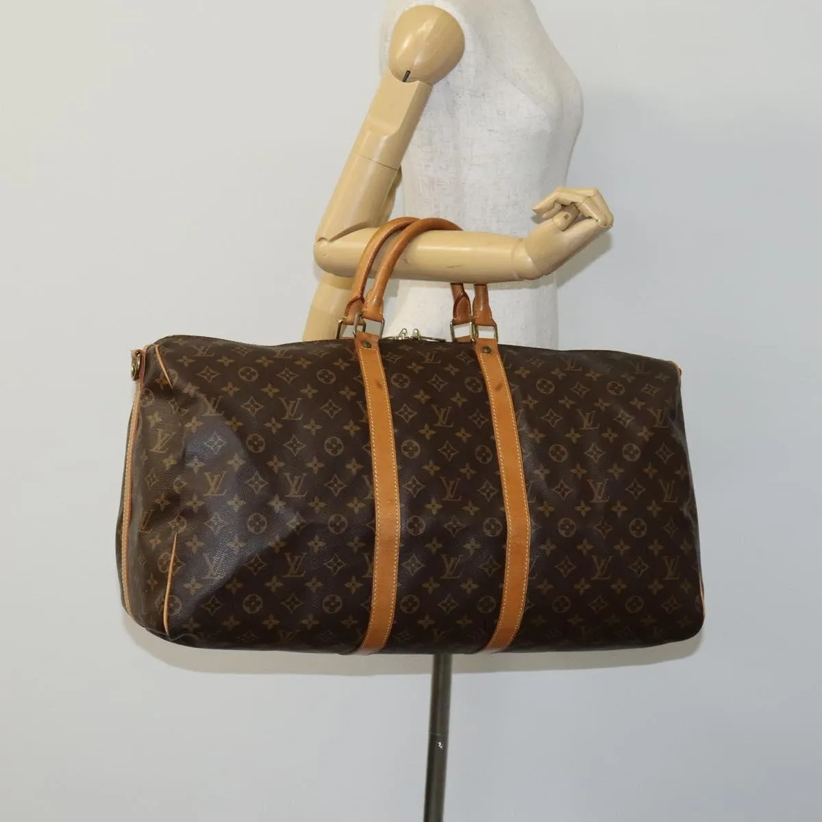 LOUIS VUITTON Monogram Keepall Bandouliere 55 Boston Bag M41414 LV Auth MY234