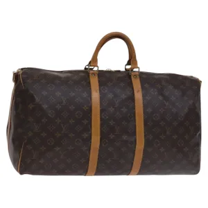 LOUIS VUITTON Monogram Keepall Bandouliere 55 Boston Bag M41414 LV Auth MY234