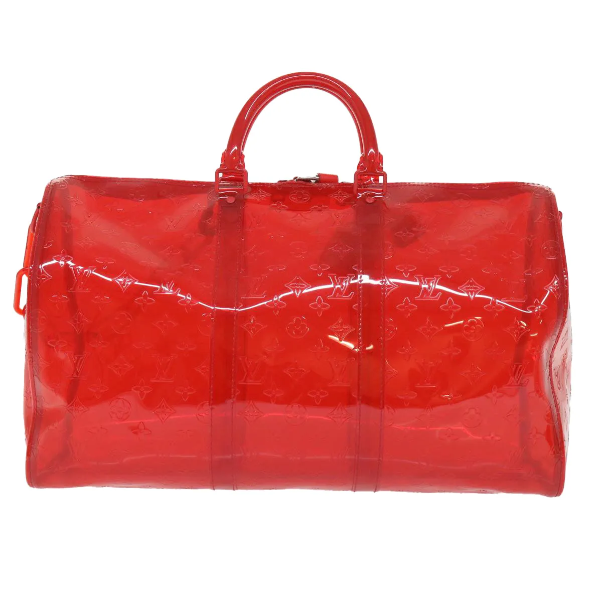 LOUIS VUITTON Monogram Vinyl Keepall Bandouliere 50 Bag Red M41416 52526S