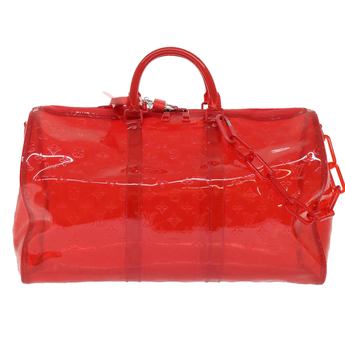 LOUIS VUITTON Monogram Vinyl Keepall Bandouliere 50 Bag Red M41416 52526S