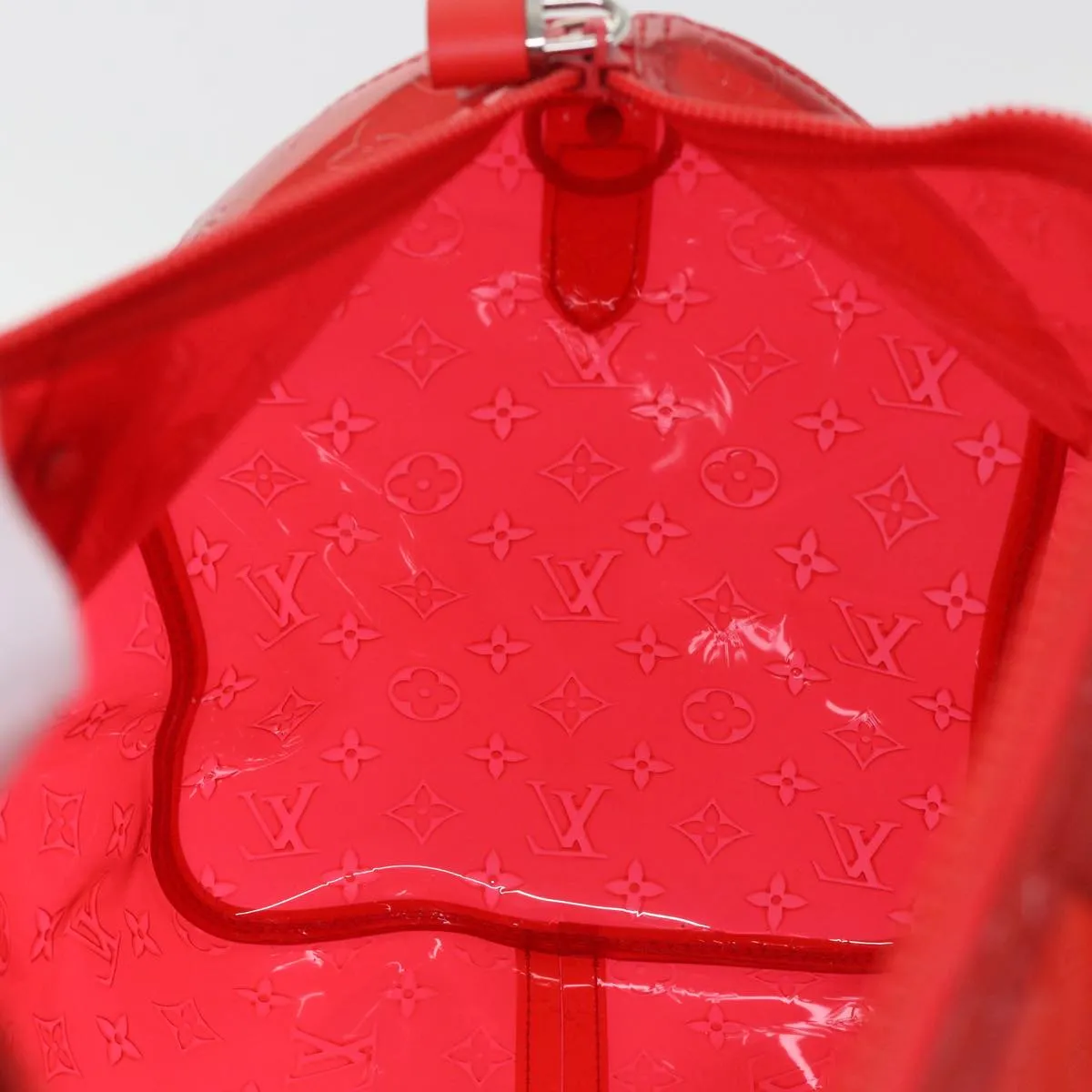 LOUIS VUITTON Monogram Vinyl Keepall Bandouliere 50 Bag Red M41416 52526S