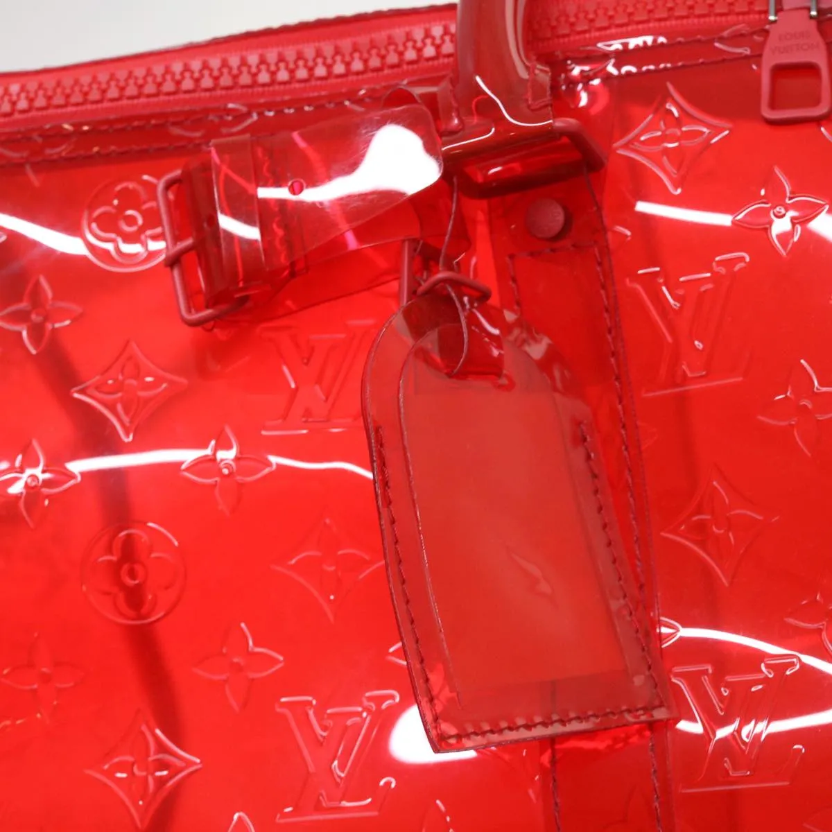 LOUIS VUITTON Monogram Vinyl Keepall Bandouliere 50 Bag Red M41416 52526S
