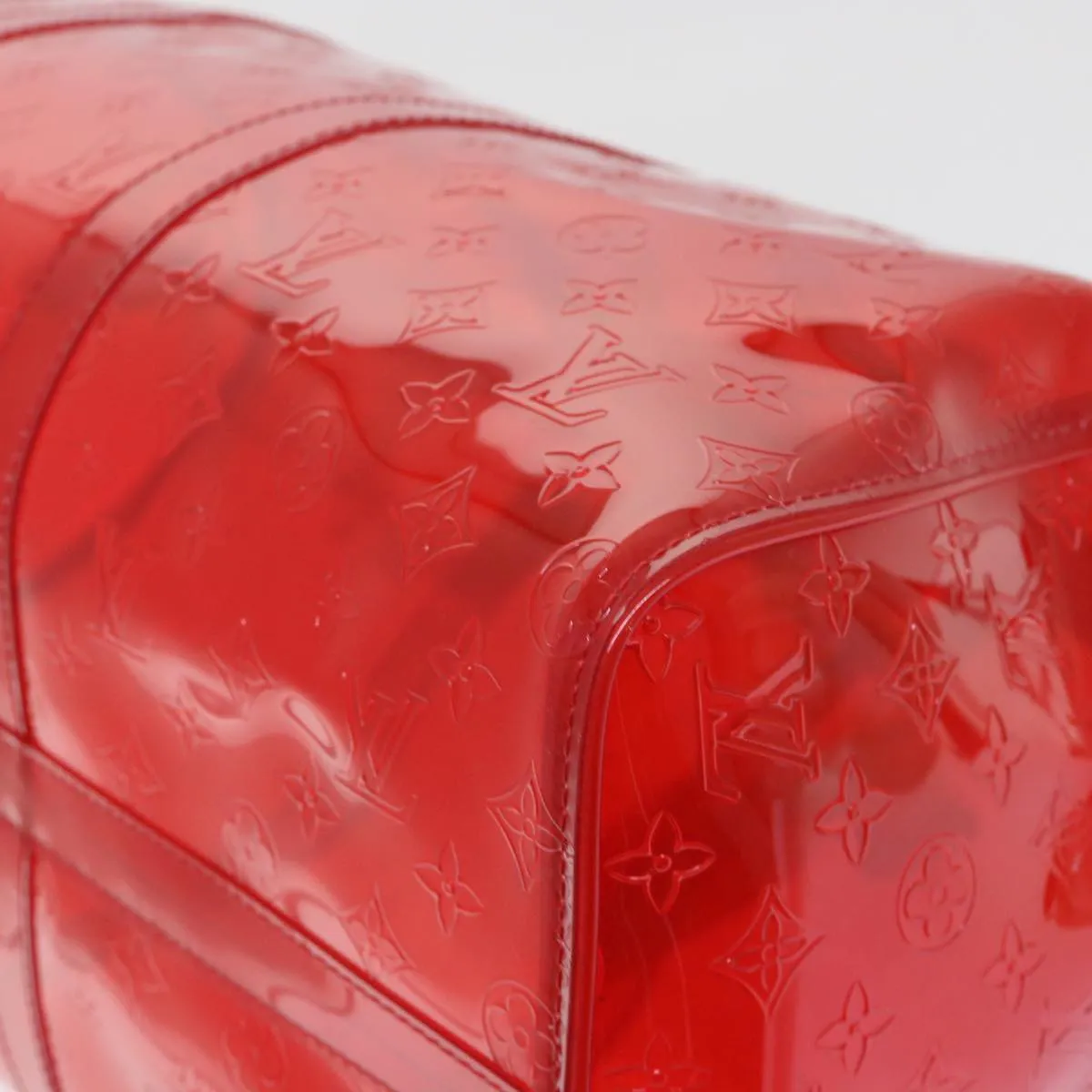 LOUIS VUITTON Monogram Vinyl Keepall Bandouliere 50 Bag Red M41416 52526S