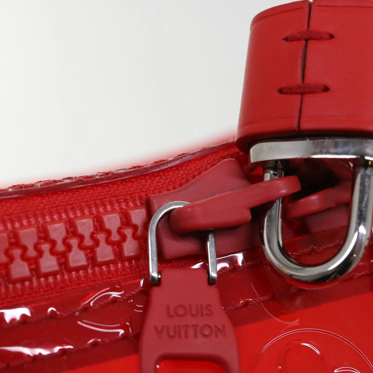 LOUIS VUITTON Monogram Vinyl Keepall Bandouliere 50 Bag Red M41416 52526S