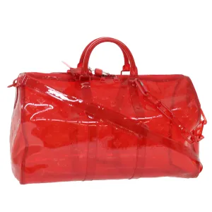 LOUIS VUITTON Monogram Vinyl Keepall Bandouliere 50 Bag Red M41416 52526S