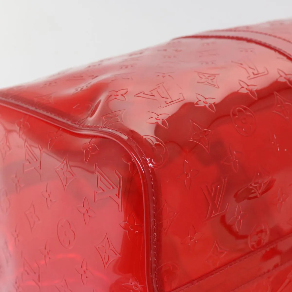 LOUIS VUITTON Monogram Vinyl Keepall Bandouliere 50 Bag Red M41416 52526S