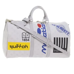 LOUIS VUITTON Monogram White Keepall Bandouliere 50 Bag M44643 LV 55862S