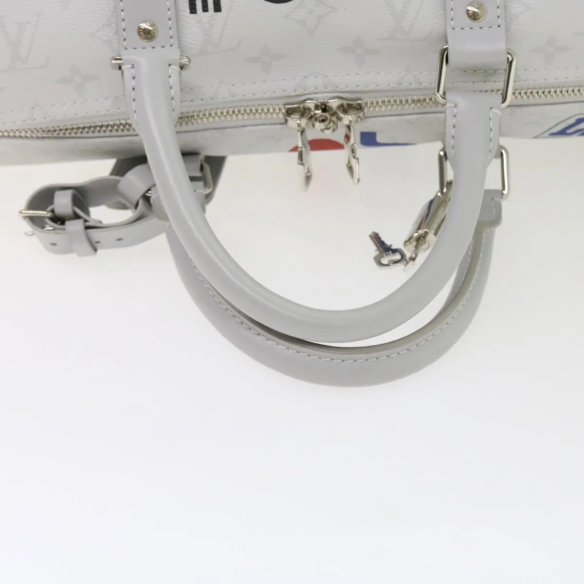 LOUIS VUITTON Monogram White Keepall Bandouliere 50 Bag M44643 LV 55862S