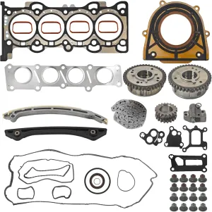 LR025263 Timing Chain Kit with VVT Gear and Gasket Kit for Land Rover Range Rover Evoque 2.0L 2011-2018, Discovery Sport 2.0L 2014-2018 and Freelander MK2 2011-2014, LR025264 LR025664 LR024975