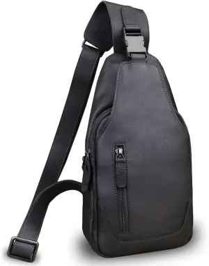 LRTO Genuine Leather Silng Bag for Men and Women Fashion Real Leather Sling Backpack Shoulder Crossbody Bag Chest Purse