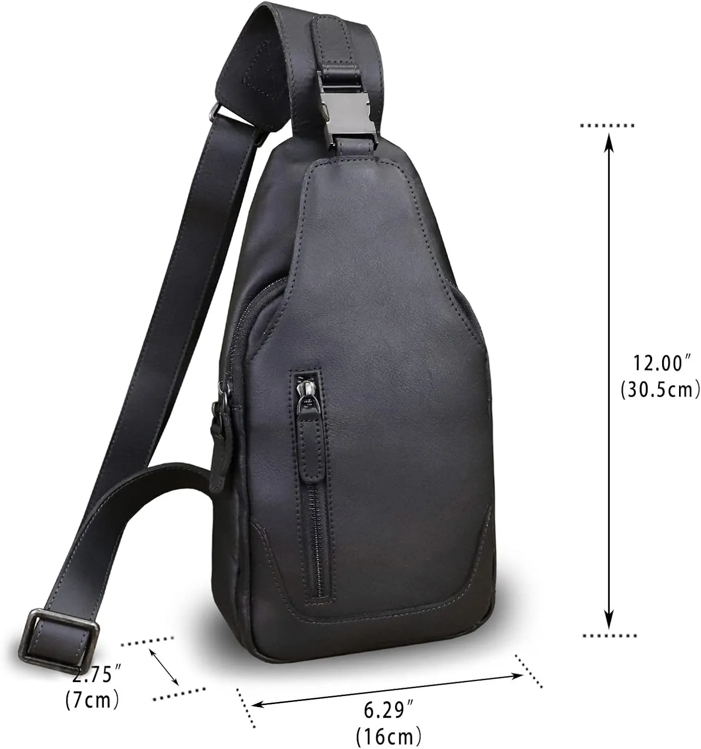 LRTO Genuine Leather Silng Bag for Men and Women Fashion Real Leather Sling Backpack Shoulder Crossbody Bag Chest Purse