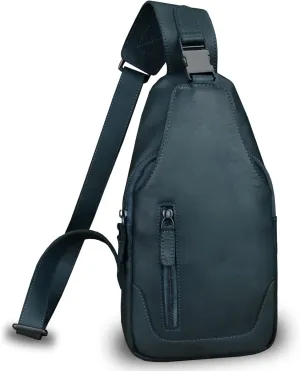 LRTO Genuine Leather Silng Bag for Men and Women Fashion Real Leather Sling Backpack Shoulder Crossbody Bag Chest Purse