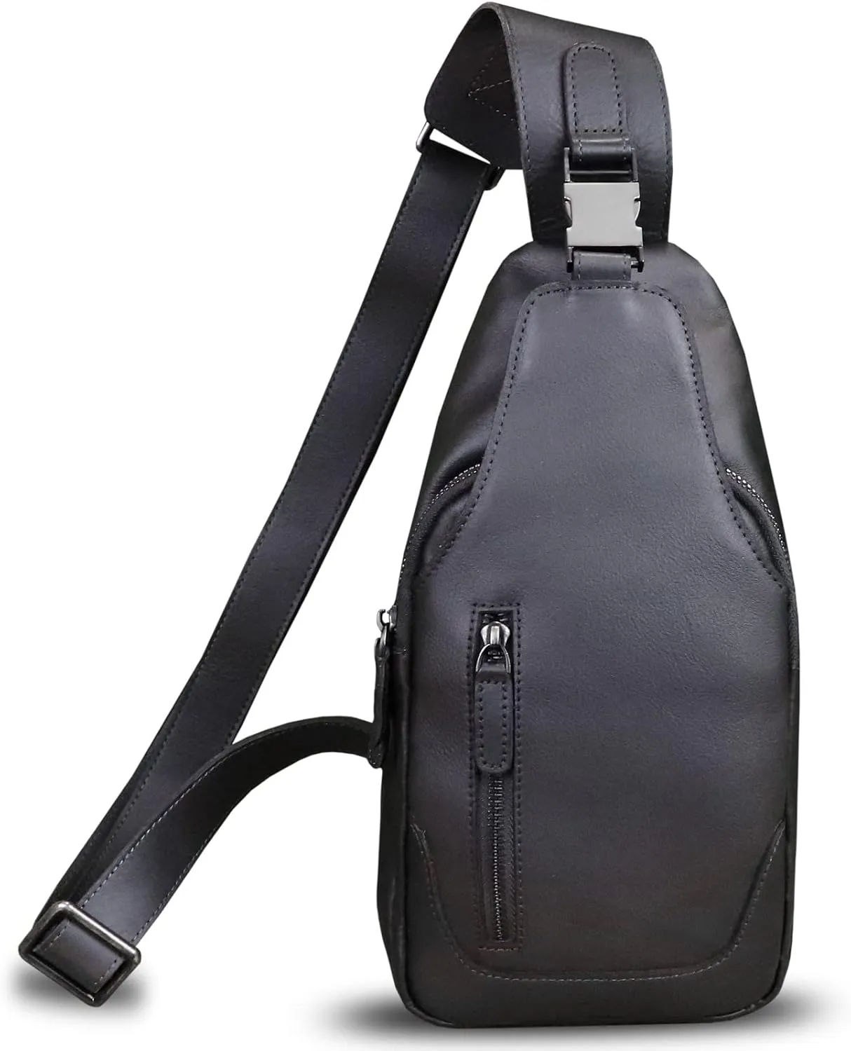LRTO Genuine Leather Silng Bag for Men and Women Fashion Real Leather Sling Backpack Shoulder Crossbody Bag Chest Purse