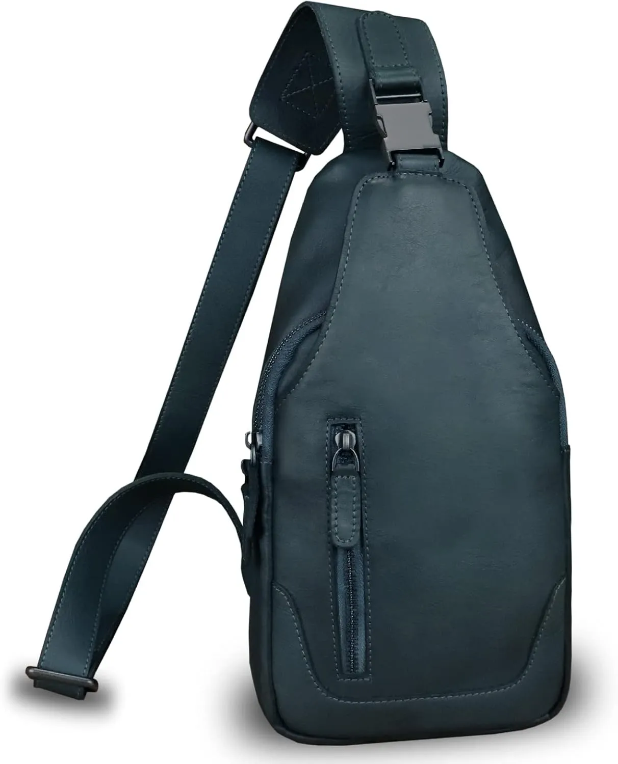 LRTO Genuine Leather Silng Bag for Men and Women Fashion Real Leather Sling Backpack Shoulder Crossbody Bag Chest Purse