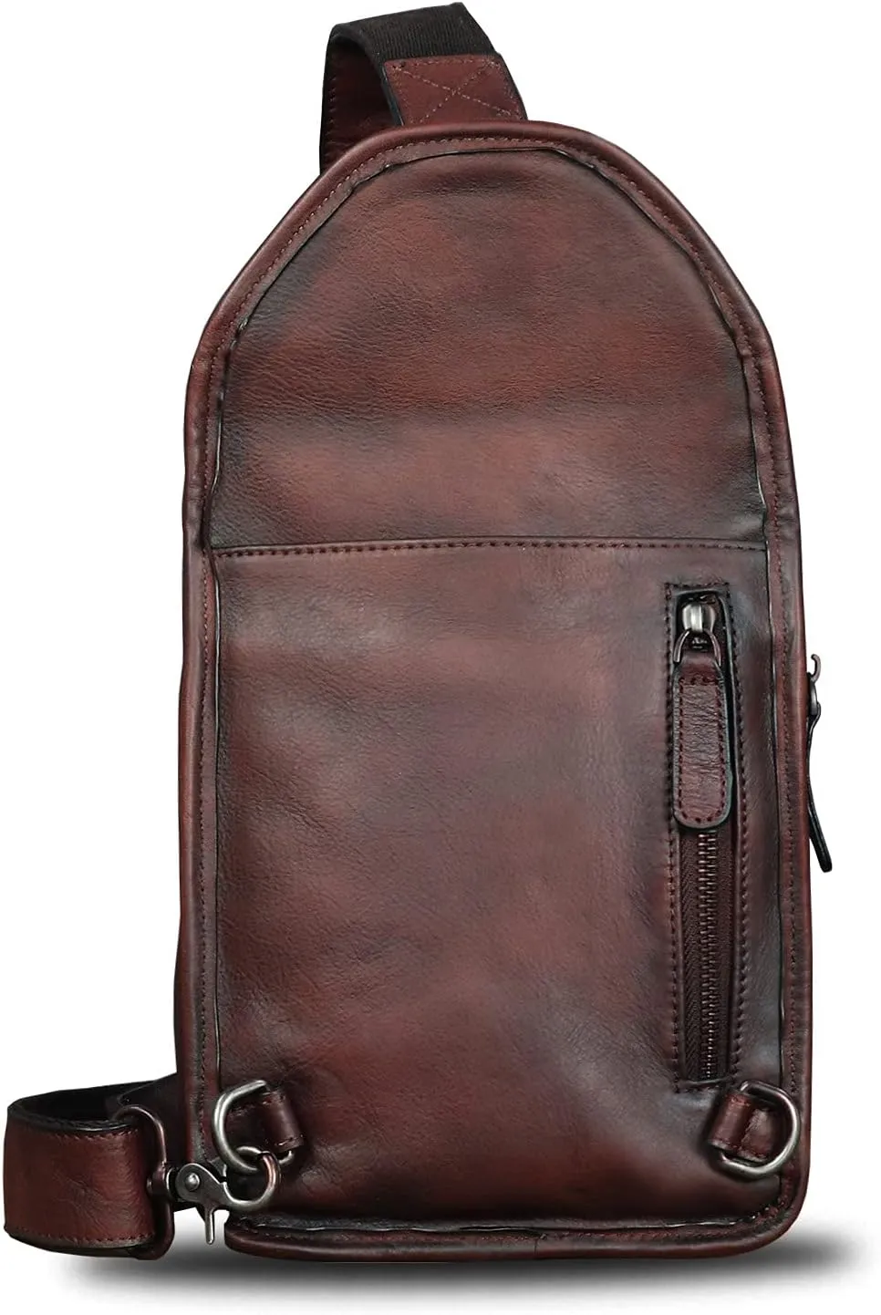 LRTO Genuine Leather Silng Bag for Men and Women Retro Leather Sling Backpack Purse Shoulder Crossbody Bag Chest Bag
