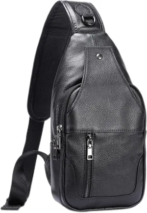 LUKZIJAES Genuine Leather Sling Bag for Men