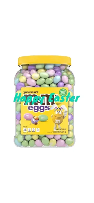 M & M Milk Chocolate Peanut Easter Egg Candy Jar, 62 oz