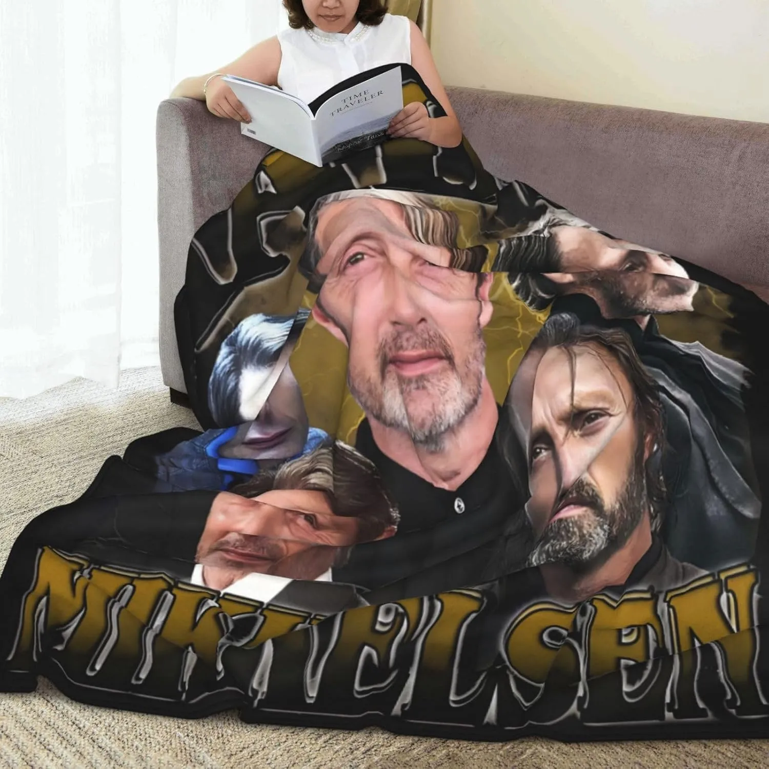 Mads Mikkelsen Blanket Flannel Fleece Printed Throw Blankets Ultra Soft Micro Warm Blanket for All Season Bedding Chair Sofa Couch Bed 50"x40"