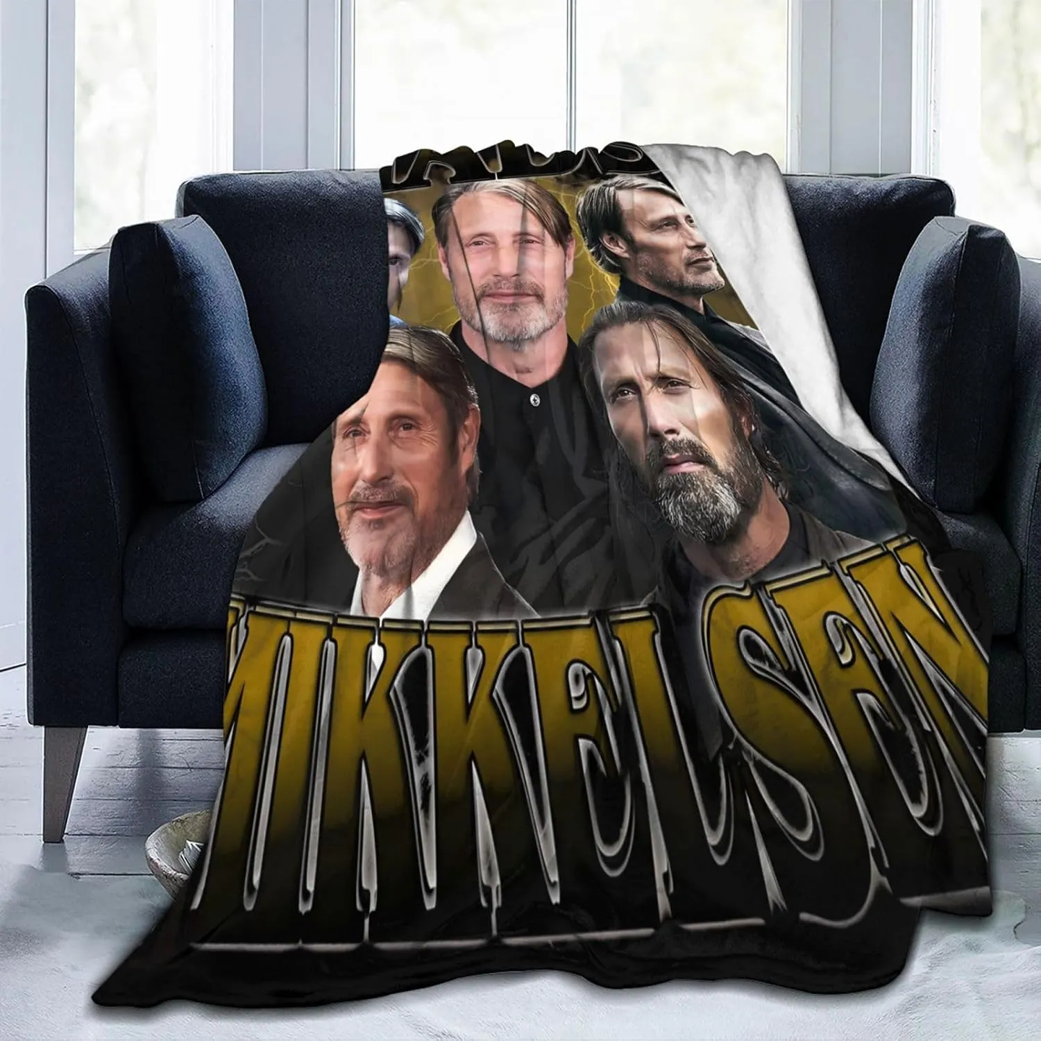 Mads Mikkelsen Blanket Flannel Fleece Printed Throw Blankets Ultra Soft Micro Warm Blanket for All Season Bedding Chair Sofa Couch Bed 50"x40"