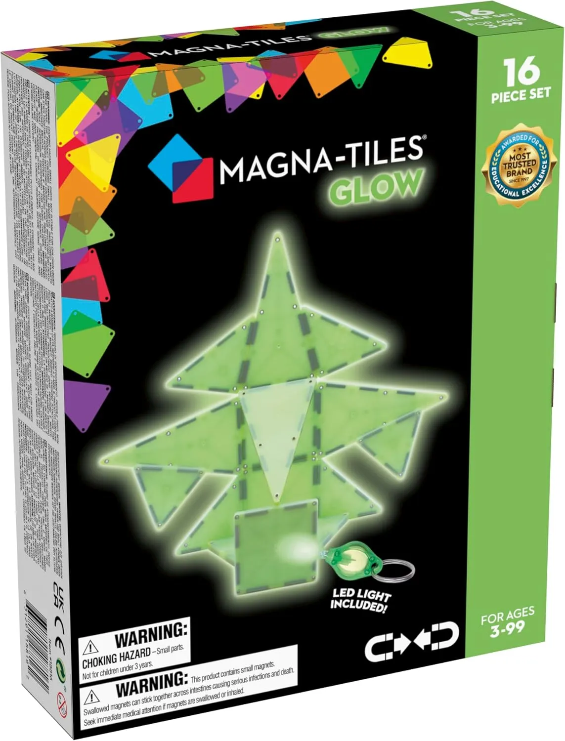 MAGNA-TILES Glow 16-Piece Magnetic Construction Set, The ORIGINAL Magnetic Building Brand