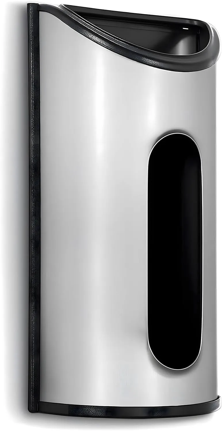 malmo Plastic Bag Holder for Grocery Bag Wall Mount, Kitchen Dining Laundry Room Trash Bag Storage Dispenser, Smudge-Proof Anti-Fingerprint Stainless Steel, Silver