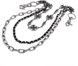 Maltese Cross 3 layer wallet chain Biker Punk Key Jean Chain SJ33B (Gun-Metal)