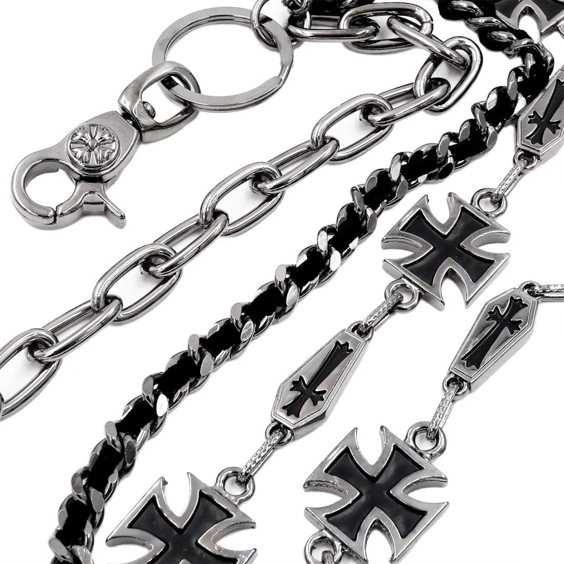 Maltese Cross 3 layer wallet chain Biker Punk Key Jean Chain SJ33B (Gun-Metal)