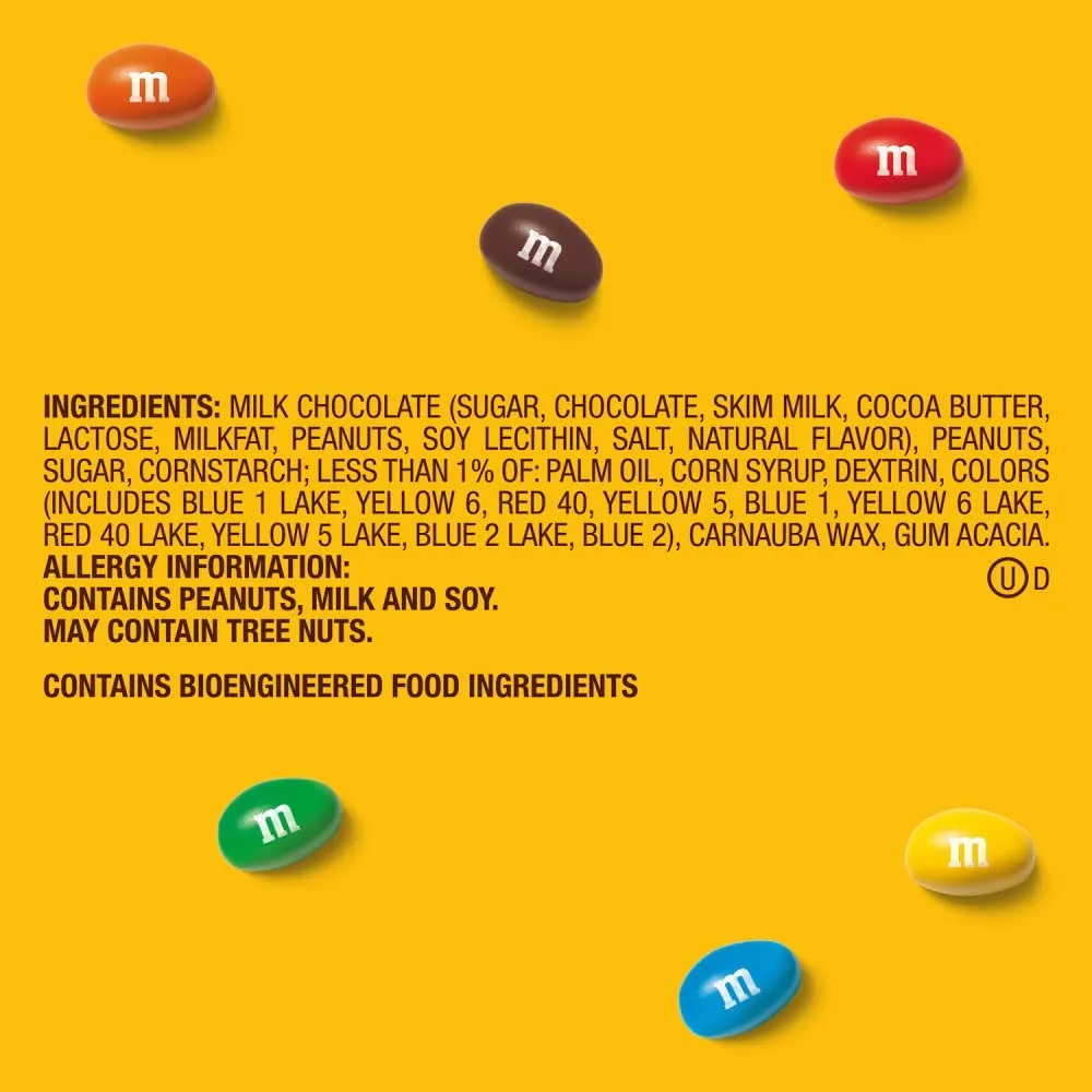 M&M Peanuts Candy - 2lb Bulk Peanut M&Ms Candy - Fun Size Bulk M&M Candy - Peanut Chocolate M&Ms Bulk Candy - Chocolate Candy Bulk Bag - 2 Pounds