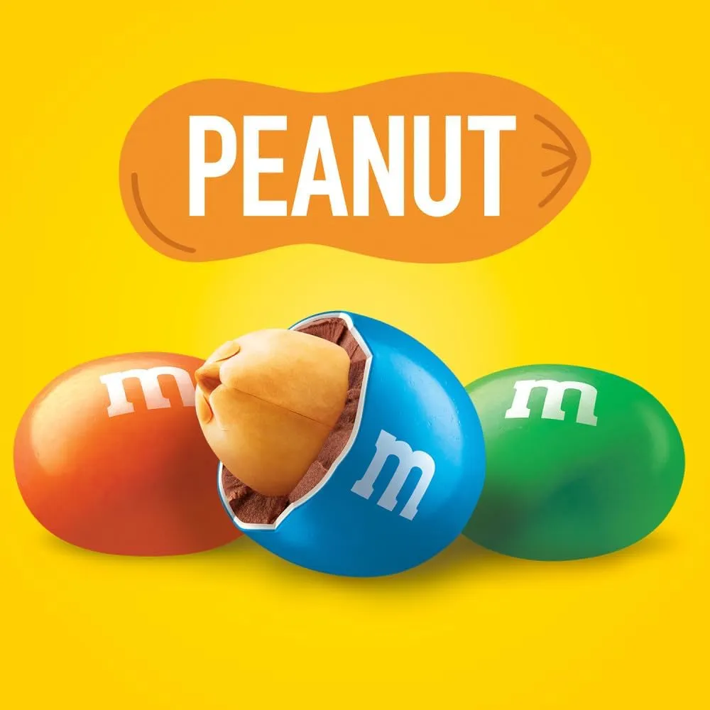 M&M Peanuts Candy - 2lb Bulk Peanut M&Ms Candy - Fun Size Bulk M&M Candy - Peanut Chocolate M&Ms Bulk Candy - Chocolate Candy Bulk Bag - 2 Pounds