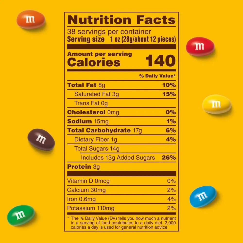 M&M Peanuts Candy - 2lb Bulk Peanut M&Ms Candy - Fun Size Bulk M&M Candy - Peanut Chocolate M&Ms Bulk Candy - Chocolate Candy Bulk Bag - 2 Pounds