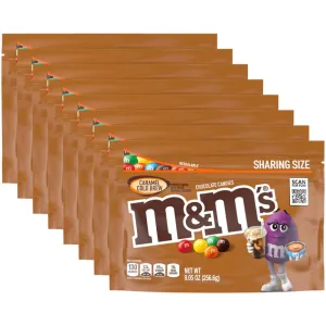 M&M'S Caramel Cold Brew Chocolate Candy, Sharing Size, Resealable Bag, 9.05 oz, Pack of 8
