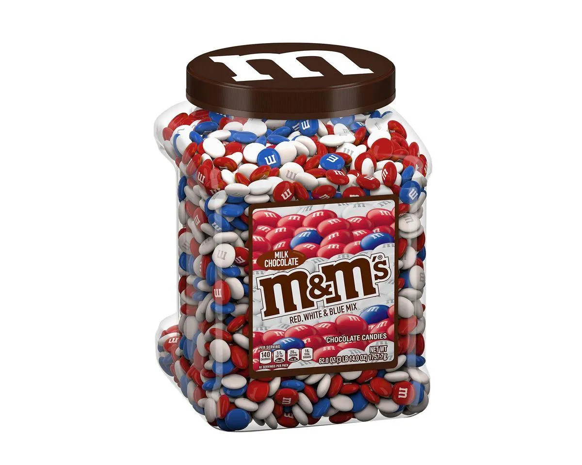 M&M's ® Patriotic Plain Mix Milk Chocolate Candies 62 oz. Jar
