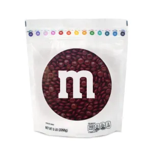 M&M’S WORLD Maroon Chocolate Candy, 5lbs Resealable Pack for Candy Bars, Birthday Parties, Weddings, Graduations, Holidays, a Box of Chocolates, Desserts and More