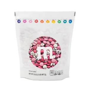 M&M’S WORLD Pink & White Milk Chocolate Candy - Baby Shower Favors for Girls, Pink & White Candy, 2 lbs Pack