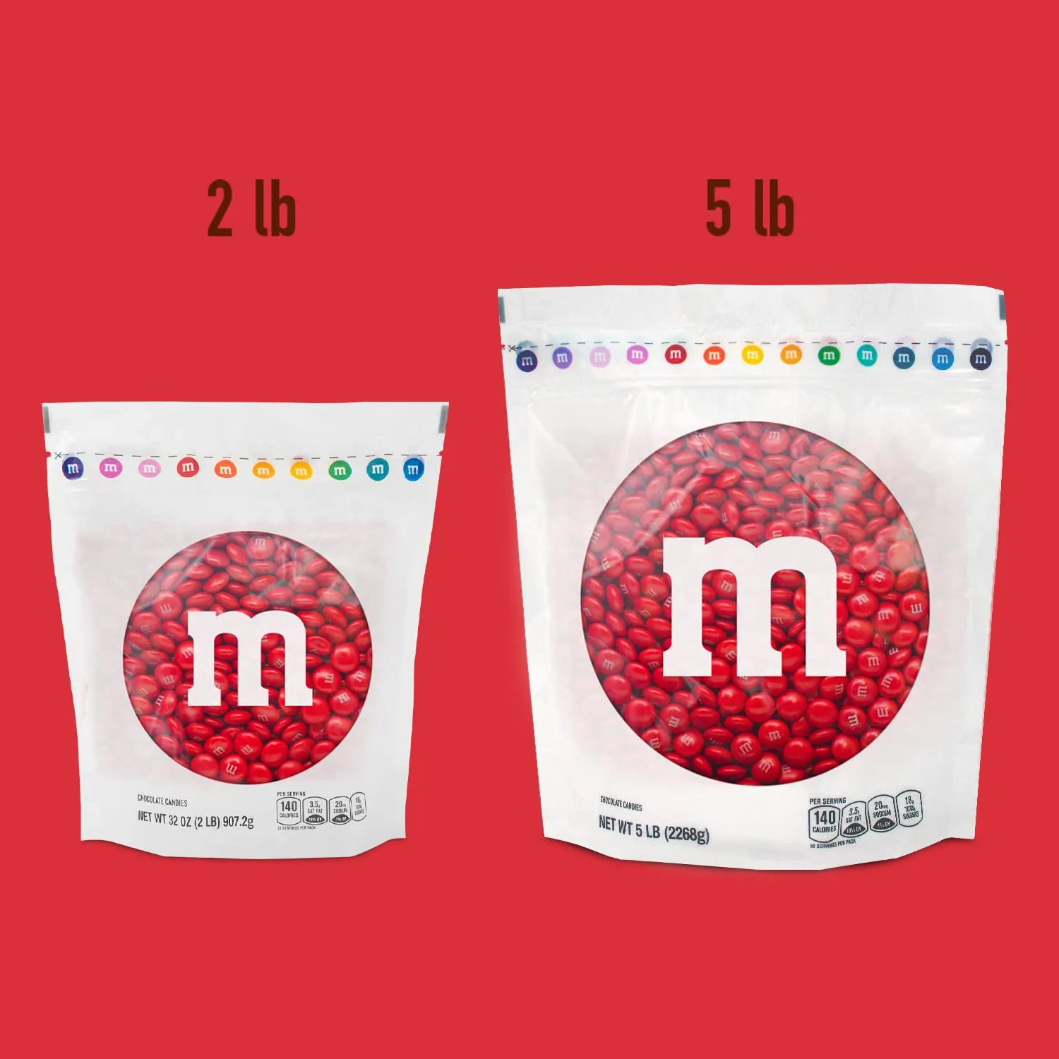 M&M’S WORLD Red Milk Chocolate Candy, 2lbs of M&M'S in Resealable Pack for Candy Bars, Birthday Parties, Christmas Chocolate, Valentine's Day, 4th of July, Dessert Tables & DIY Party Favors