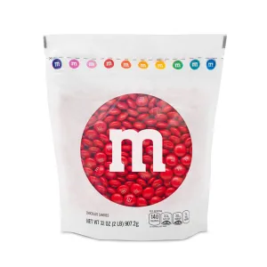 M&M’S WORLD Red Milk Chocolate Candy, 2lbs of M&M'S in Resealable Pack for Candy Bars, Birthday Parties, Christmas Chocolate, Valentine's Day, 4th of July, Dessert Tables & DIY Party Favors