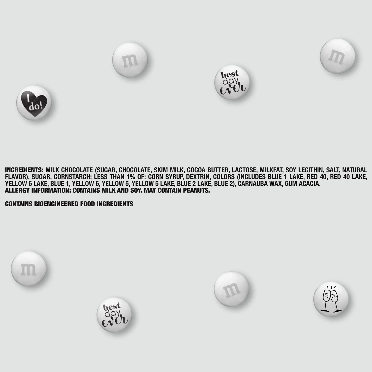 M&M’S WORLD Wedding Themed Milk Chocolate Candy - 5lbs Assorted Pre-designed Just Married, I Do Wedding Decoration White Wedding M&M'S Candy
