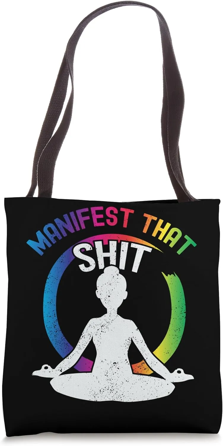 Manifest That Meditation Spiritual Yoga LGBTQ Zen Circle Tote Bag