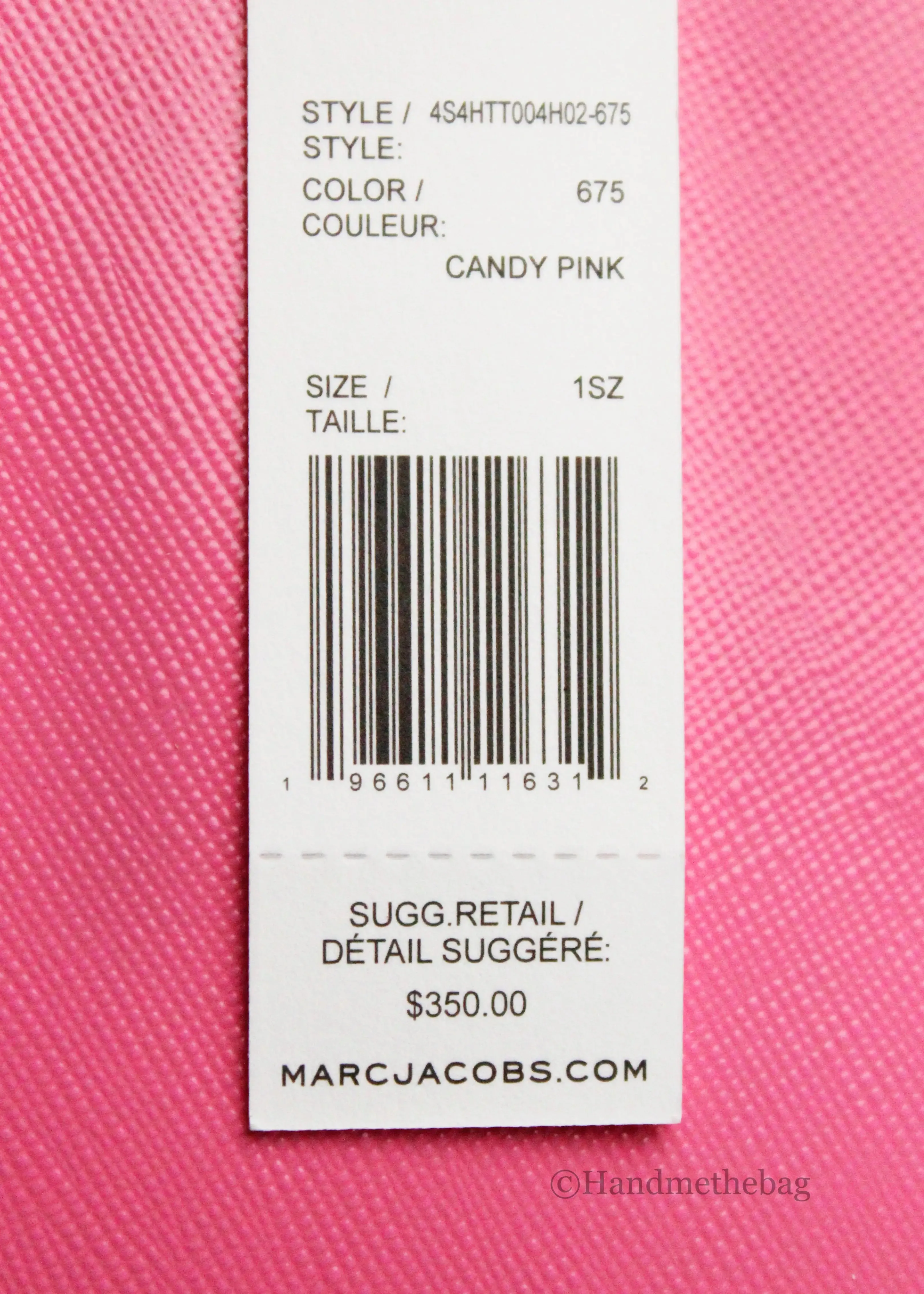 Marc Jacobs Small Candy Pink Leather Tote Crossbody Bag