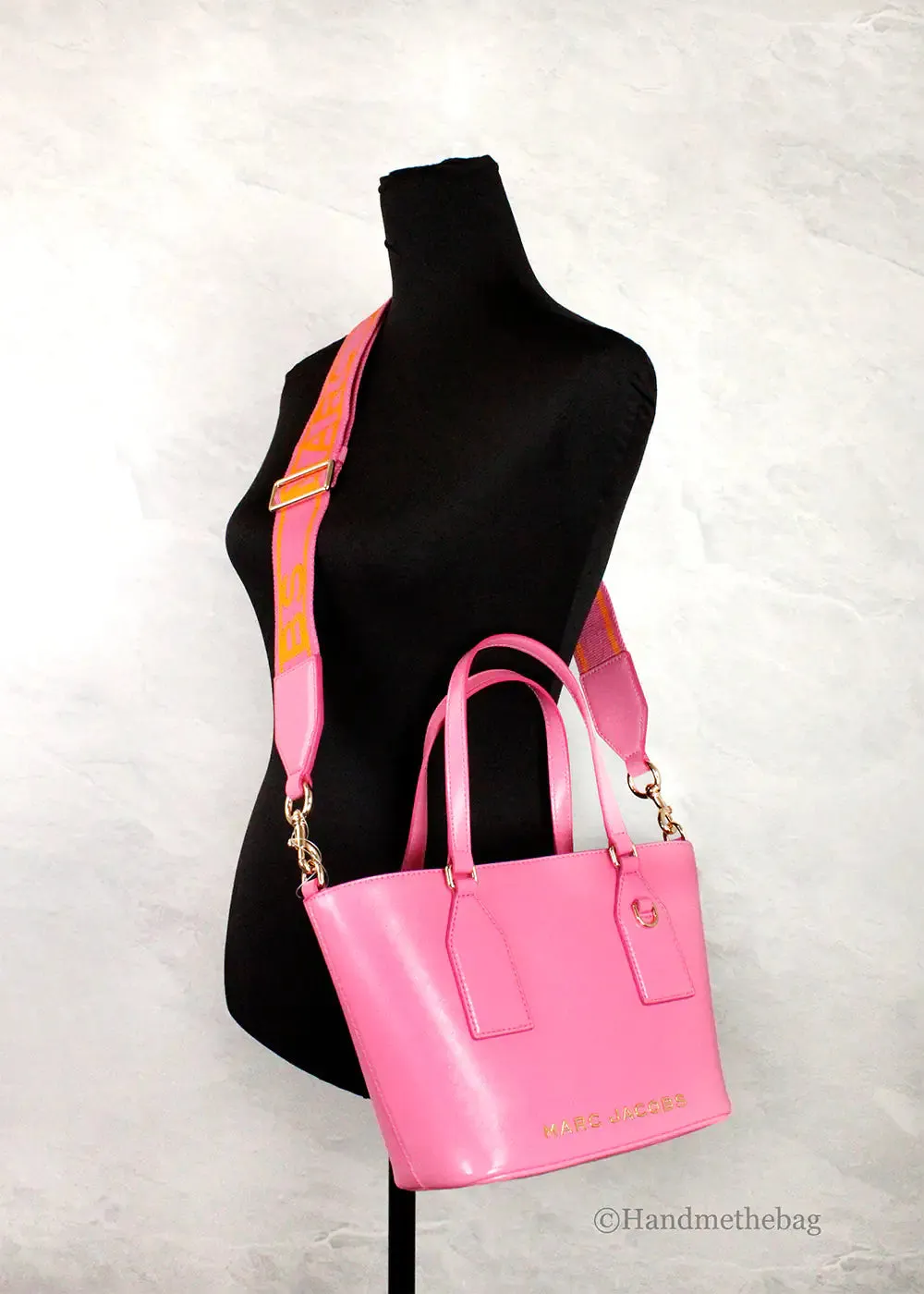 Marc Jacobs Small Candy Pink Leather Tote Crossbody Bag
