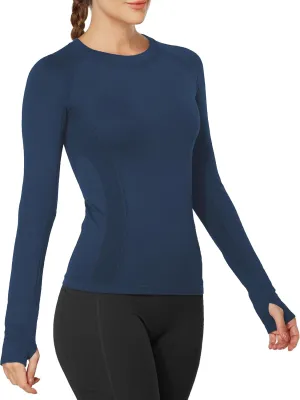 MathCat Workout Shirts for Women Long Sleeve, Workout Tops for Women, Quick Dry Gym Athletic Tops，Seamless Yoga Shirts