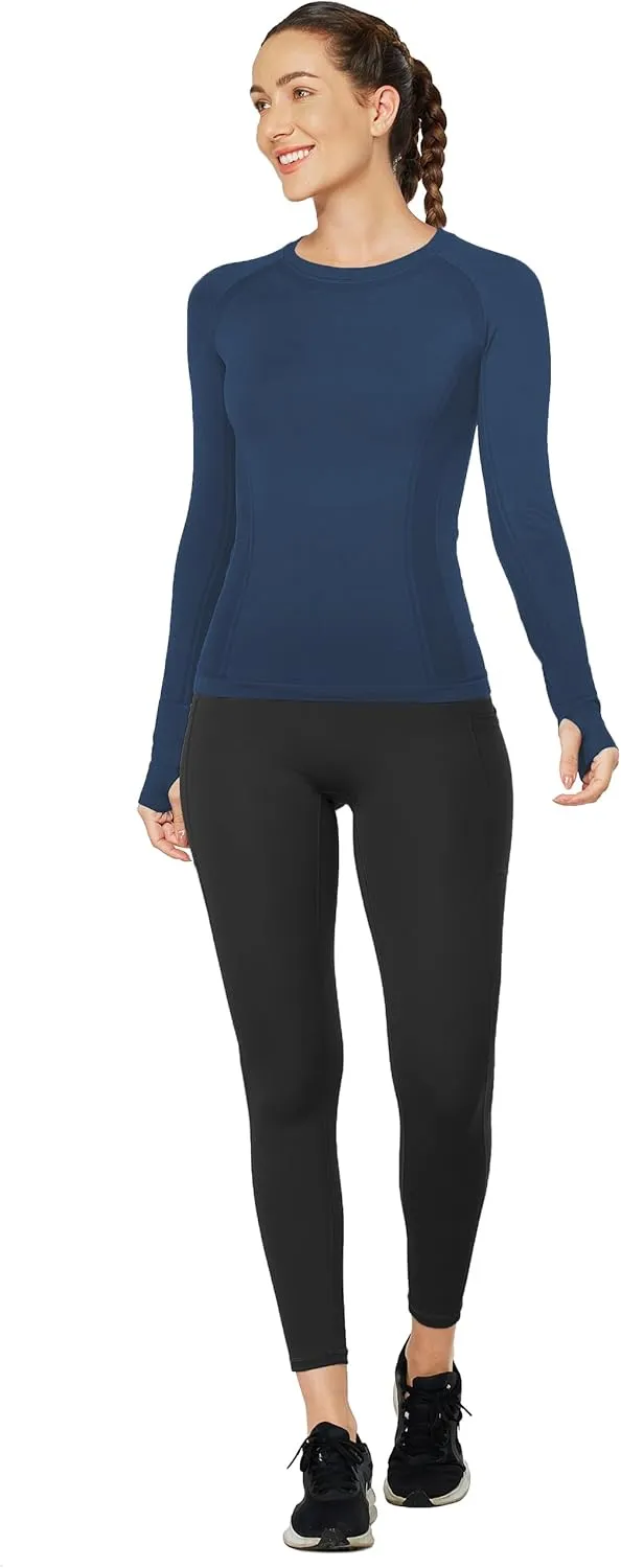 MathCat Workout Shirts for Women Long Sleeve, Workout Tops for Women, Quick Dry Gym Athletic Tops，Seamless Yoga Shirts